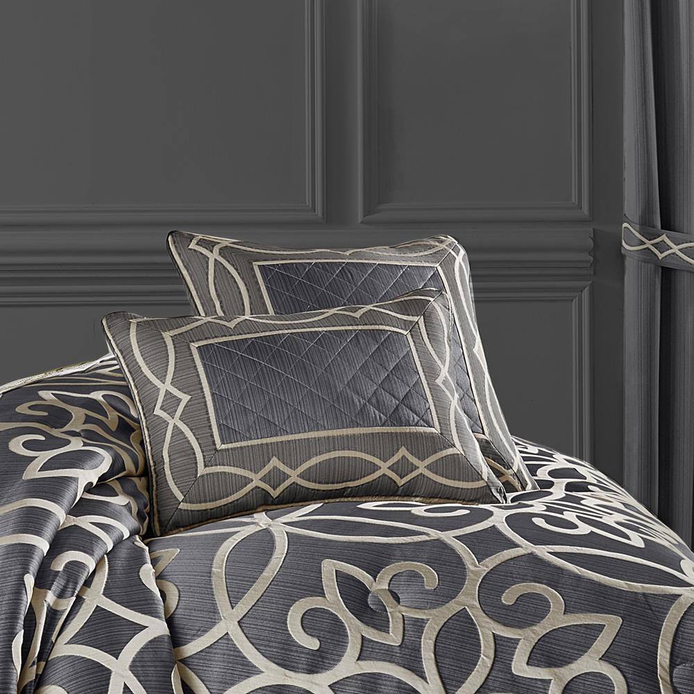Charcoal and Grey Jacquard 20" Square Throw Pillow