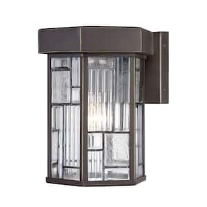 Kingsley 10.75 in. Aged Bronze Patina 1-Light Outdoor Line Voltage Wall Sconce with No Bulb Included