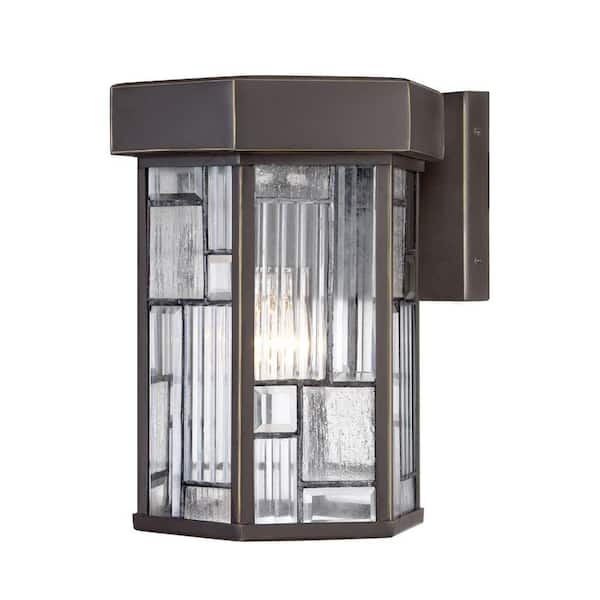 Designers Fountain Kingsley Aged Bronze Patina 1-Light Outdoor Line Voltage Hardwired Porch Light Wall Sconce with No Bulb Included