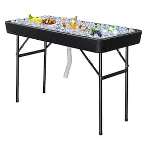 48 in. Black Folding Ice Picnic Table with Removable Matching Skirt