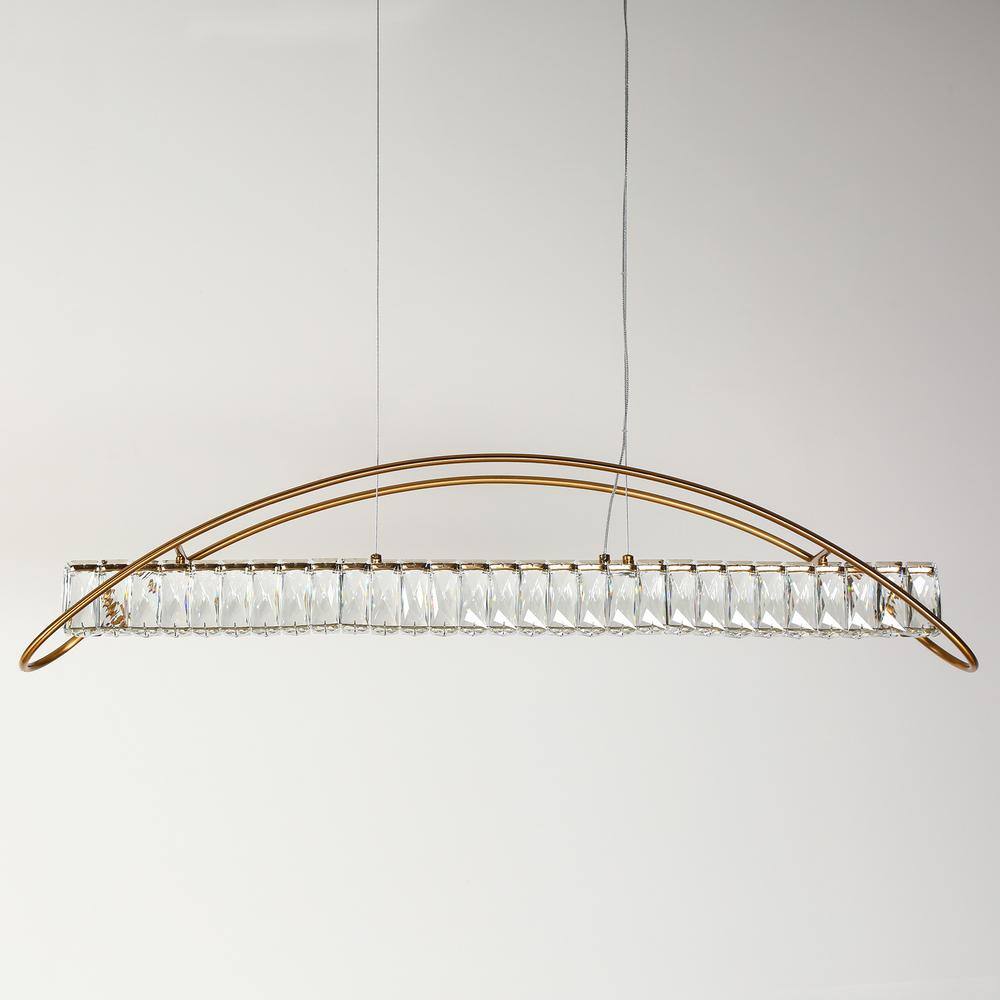 Modern Gold LED Crystal Linear Island Chandelier