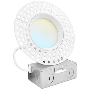 4 in. Trimless LED Recessed Light, 5CCT 2700K-5000K, 1200 Lumens, Wet & IC Rated, ETL