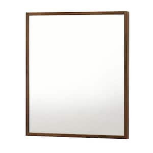 Noe 34 in. W x 40 in. H Rectangle Sleek Modern Wood Frame Walnut Veneer Wall Mirror