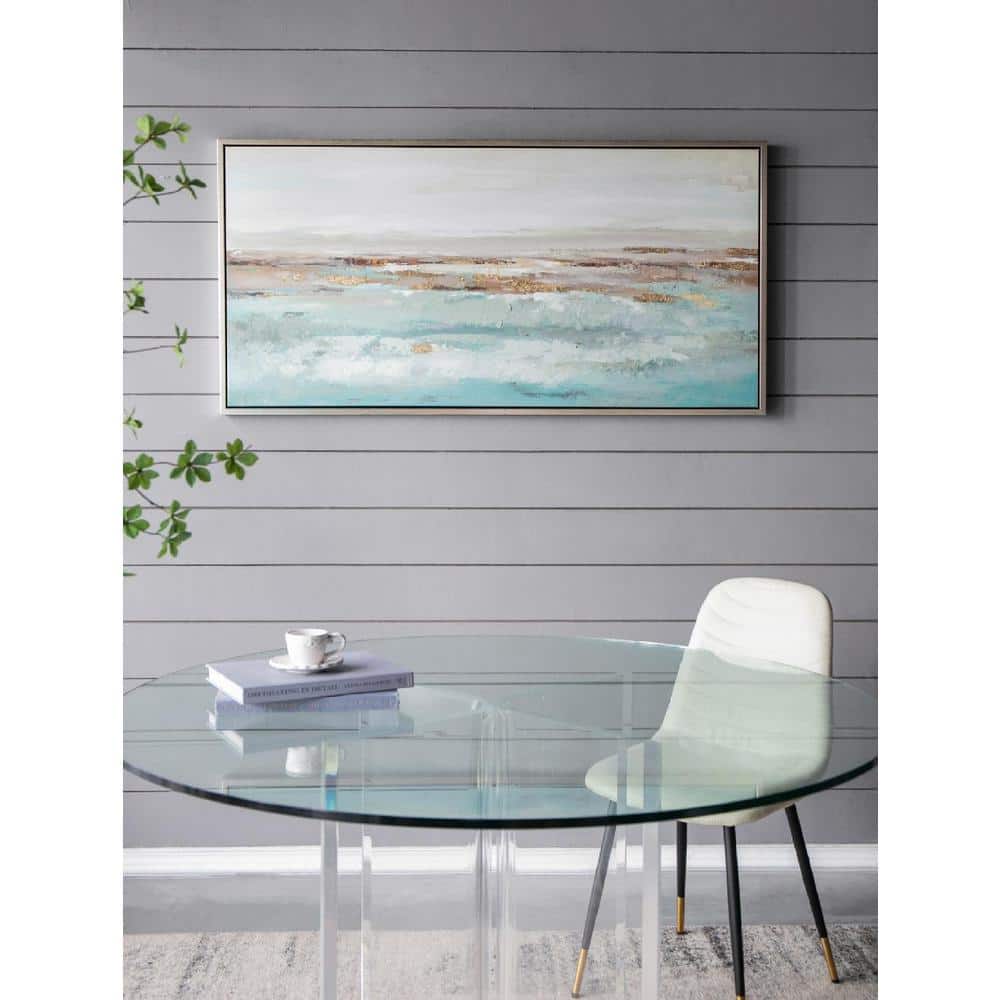 Ocean Day Blue and Gold Abstract Landscape Canvas Painting