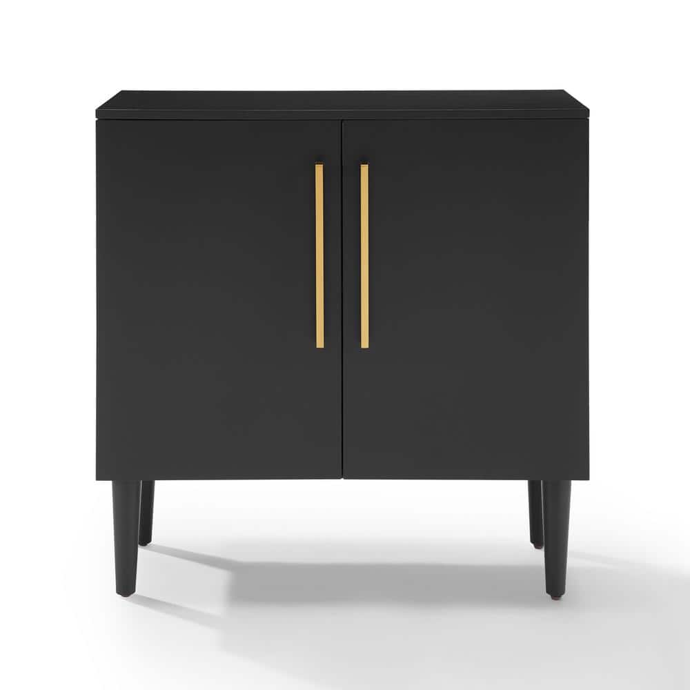 Everett Mid-Century Modern Black Accent Cabinet with Adjustable Shelf