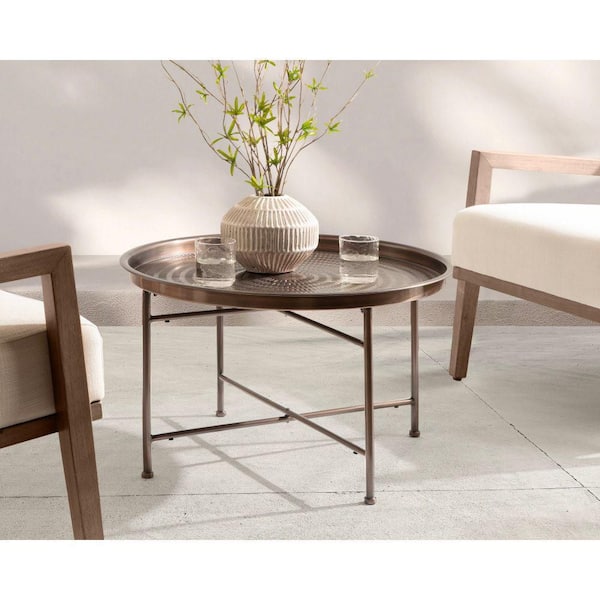 Kate and Laurel Mahdavi 25 in. Bronze Round Metal Coffee Table