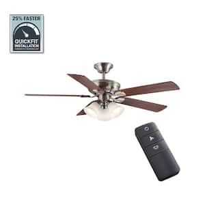 Campbell 52 in. Indoor LED Brushed Nickel Ceiling Fan with Light Kit, Downrod, Reversible Blades and Remote