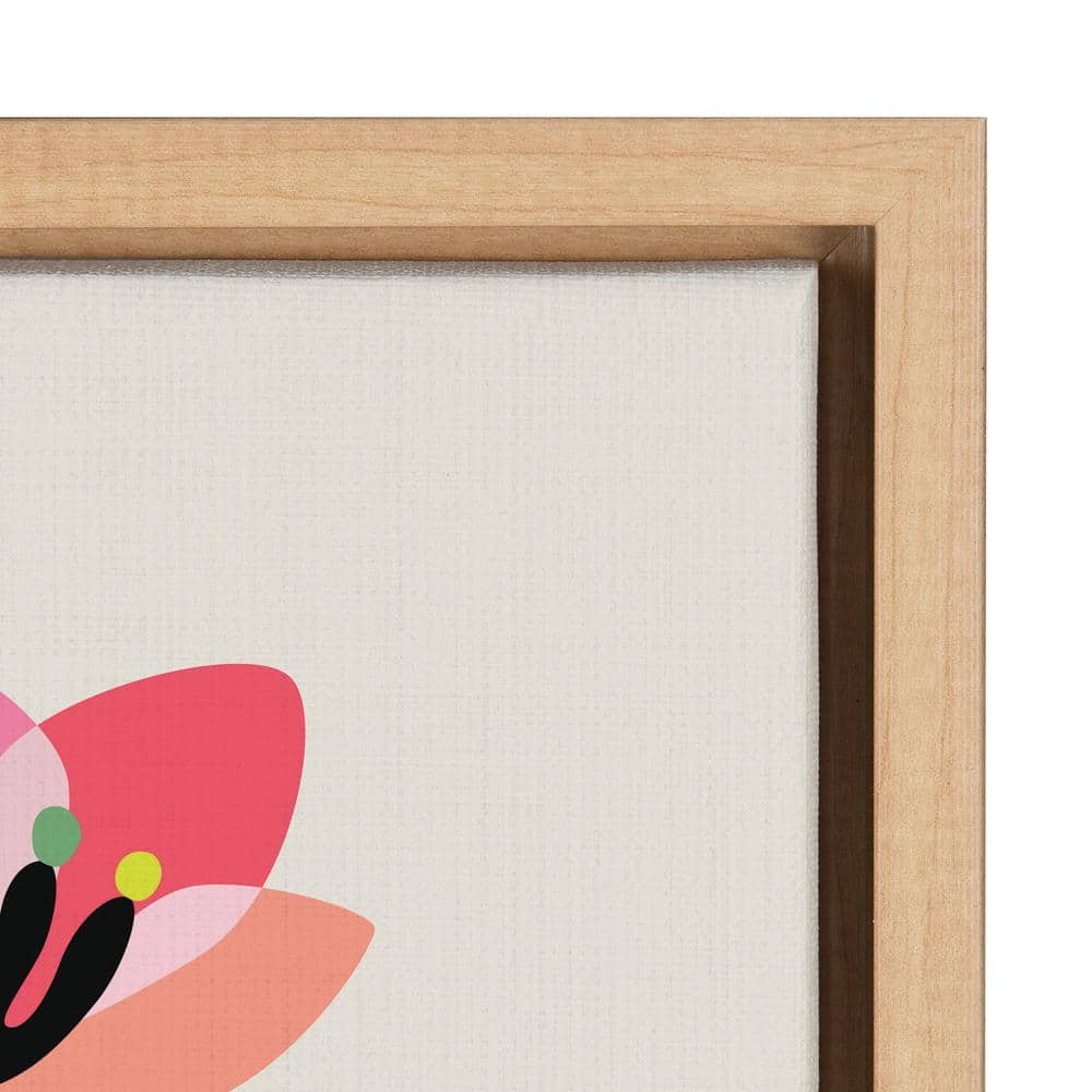 Mid Century Modern Cherry Blossoms Floral Canvas Print in Natural Frame