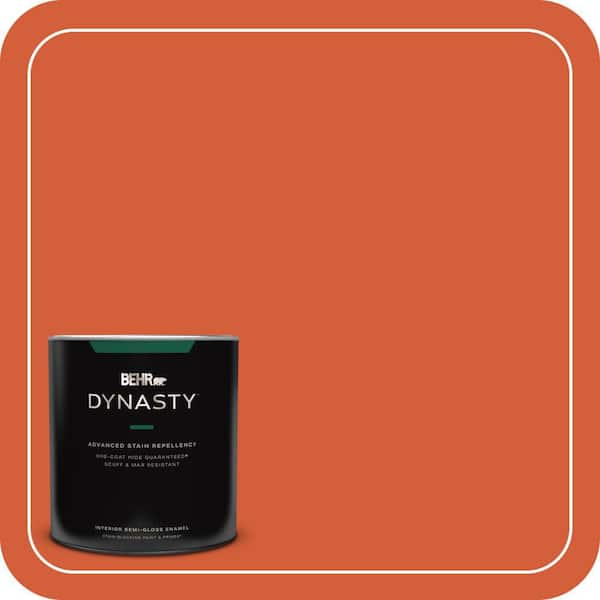 BEHR DYNASTY 1 qt. #S-G-220 Sweet Mandarin Semi-Gloss Enamel Interior Stain-Blocking Paint and Primer