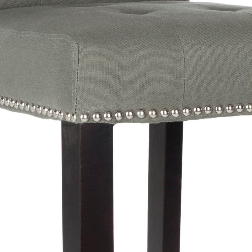 Seamist Gray Transitional Birchwood Bar Stool with Nailhead Trim