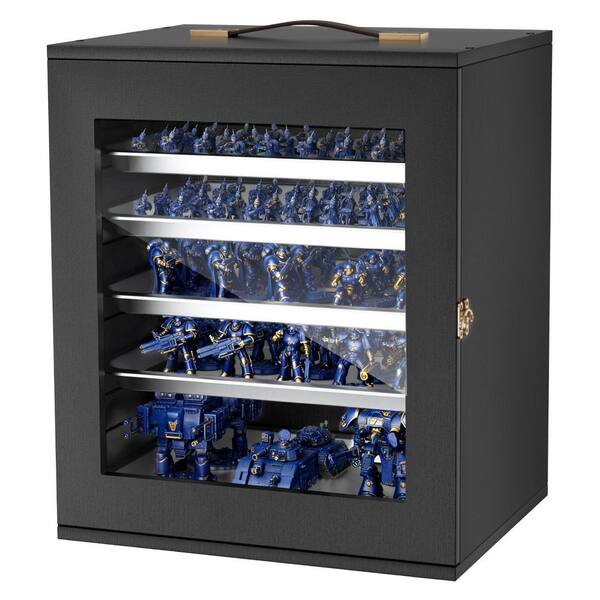 Miniatures Storage Case, Fits 1:2500-1:3500 Scale Models, Wooden Display Holder with 5-Tray and 13-Slots, 15 Gal.