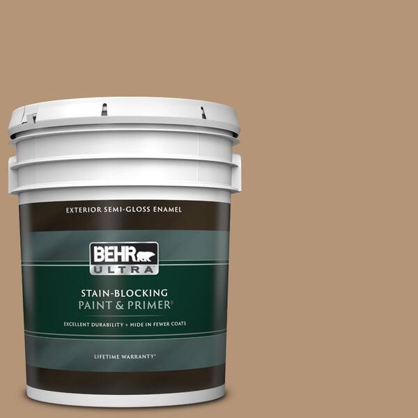 BEHR ULTRA 5 gal. #280F-4 Burnt Almond Semi-Gloss Enamel Exterior Paint & Primer