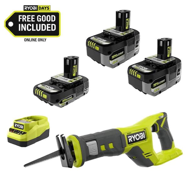 ONE+ 18V HIGH PERFORMANCE Kit w/ (2) 4.0 Ah Batteries, 2.0 Ah Battery, Charger, & FREE ONE+ Cordless Reciprocating Saw