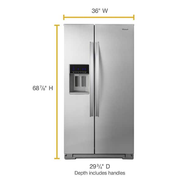 Whirlpool 24.6 cu. ft. Side by Side Refrigerator in Fingerprint Resistant  Stainless Steel WRS325SDHZ - The Home Depot