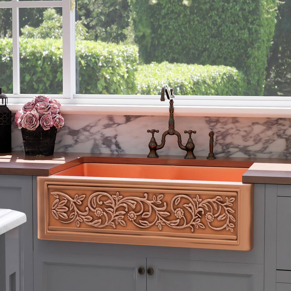Cilantro 30'' Copper Farmhouse Apron Single Bowl Sink