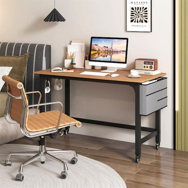 Product Width Rectangle Black Metal 4-Drawer Computer Writing Desk