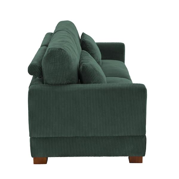 Uixe 84.6 in. Modern Square Arm Corduroy Fabric Upholstered