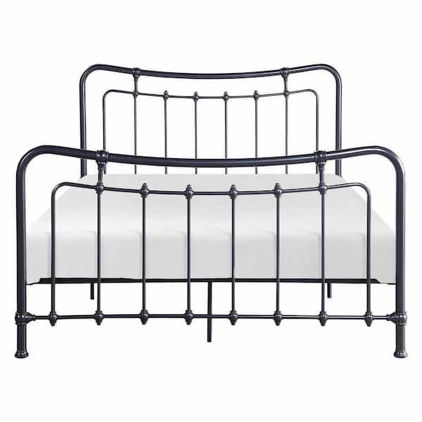 EVERGLADE HOME Arizel Gunmetal Black Metal Frame Full Platform Bed