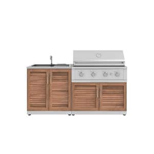 Stainless Steel Grove 72 in. W x 24 in. D Outdoor Kitchen Cabinet Set w/40 in. Performance Natural Gas Grill (3-Piece)