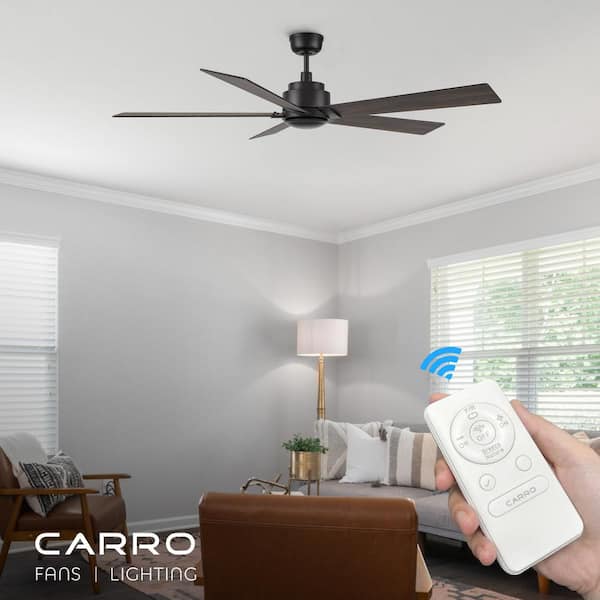 Welland 60 in. Indoor Black 10-Speed DC Motor Downrod Standard Ceiling Fan with Remote Control without Light