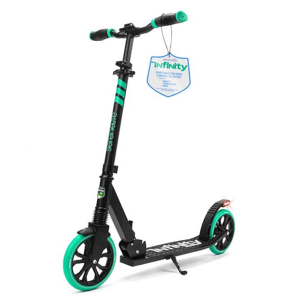 Kick Scooter for Adults, Teenagers, Kids, 2-Wheel with Adjustable T-Bar, Alloy Anti-Slip Deck, Folding, Aqua
