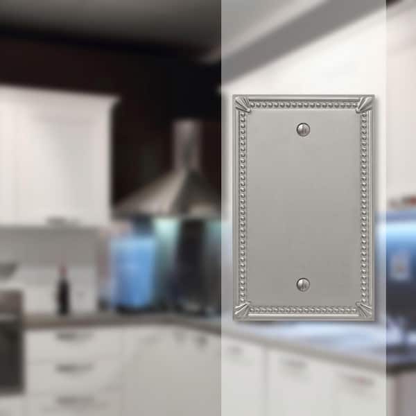 Imperial Bead 1 Gang Blank Metal Wall Plate - Brushed Nickel