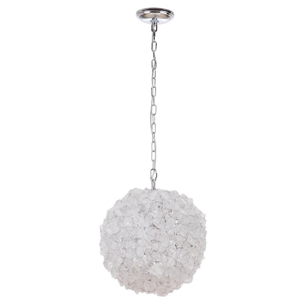 Roxx 100-Watt 1-Light Chrome Finish Dining/Kitchen Island Pendant with Quartz Crystal Shade, No Bulbs Included