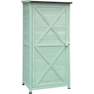 1.7 ft. x 4.7 ft. Wooden Storage Shed with Shelves in Green