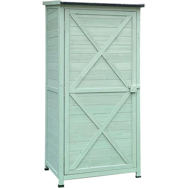 Hanover 1.7 ft. x 4.7 ft. Wooden Storage Shed with Shelves in Green