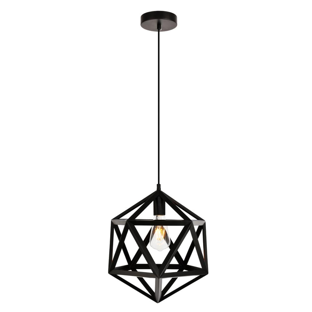 Timeless Home 13.0 in. 1-Light Black Pendant Light, Bulbs Not Included