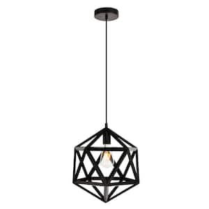 Timeless Home Ramos 13 in. W x 14 in. H 1-Light Black Pendant with Shade