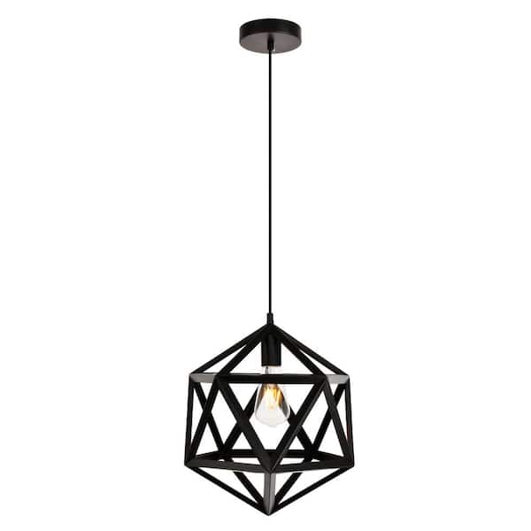 Timeless Home Ramos 13 in. W x 14 in. H 1-Light Black Pendant with ...