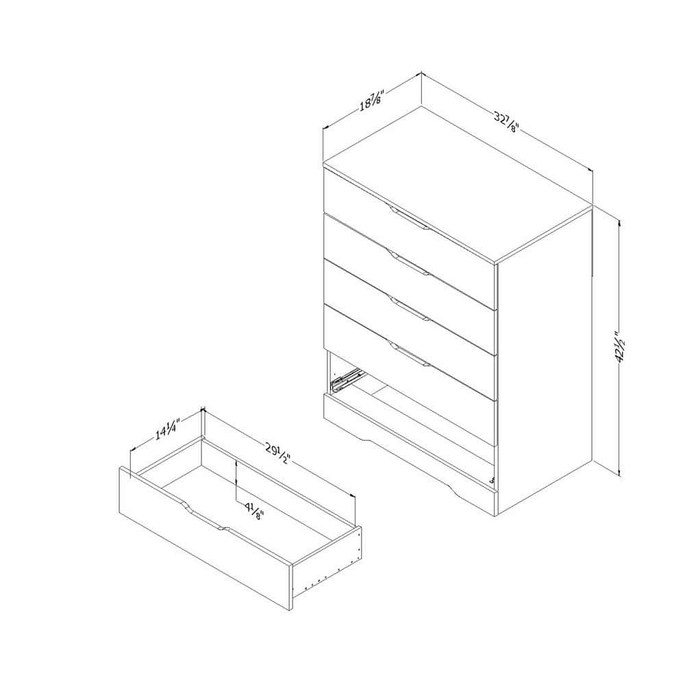 Gray Oak 5-Drawer Vertical Double Dresser