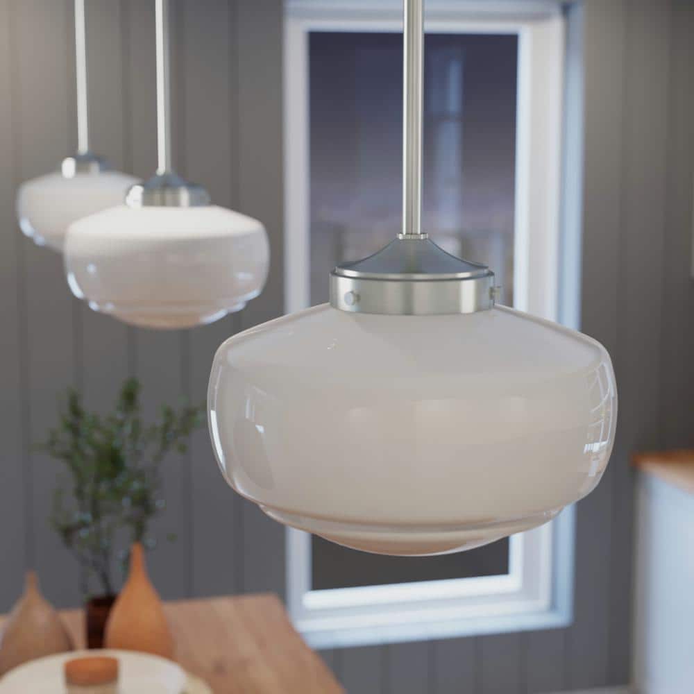 Saddle Creek 1 Light Brushed Nickel Mini Pendant with Frosted Glass Shade Kitchen Light price history on PriceWatchPro