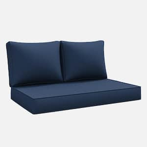 46 in. x 26 in. x 5 in. Outdoor Patio Replacement Loveseat Sofa Cushion Set with Backrest Navy