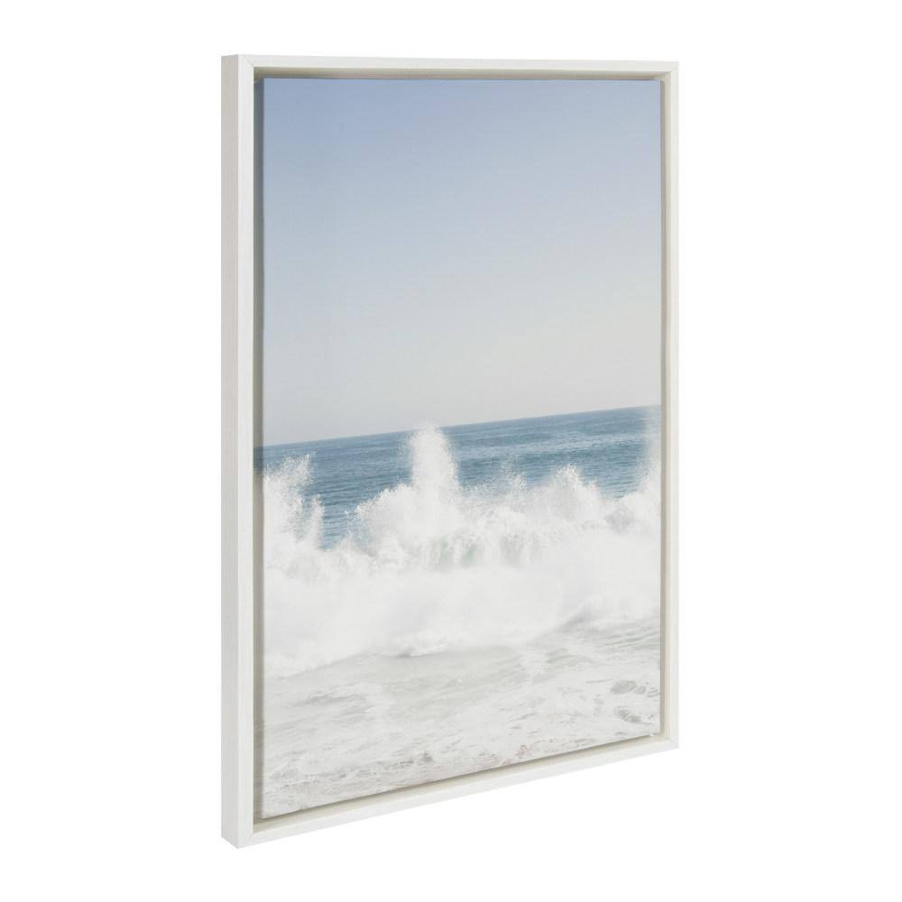 Sylvie Waves Crashing Coastal Framed Canvas Art, 36" x 27"