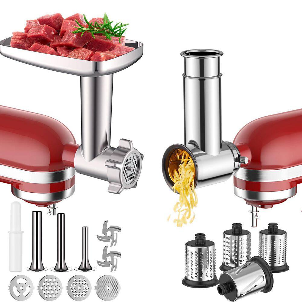 Silver Metal 2-in-1 KitchenAid Stand Mixer Compatible Slicer Shredder and Meat Grinder Attachment price history on PriceWatchPro
