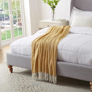Britney Yellow Faux Cashmere Acrylic 50 in. x 60 in. Throw Blanket