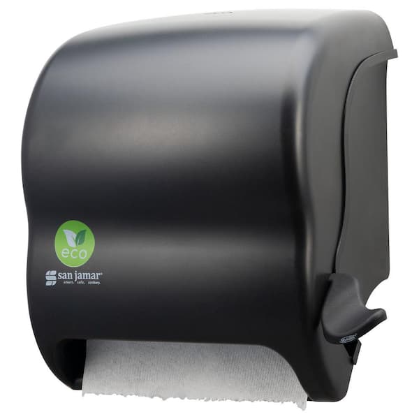 San Jamar Smart Essence Electronic Roll Towel Dispenser, 14.4hx11.8wx9.1d,  Black, Plastic