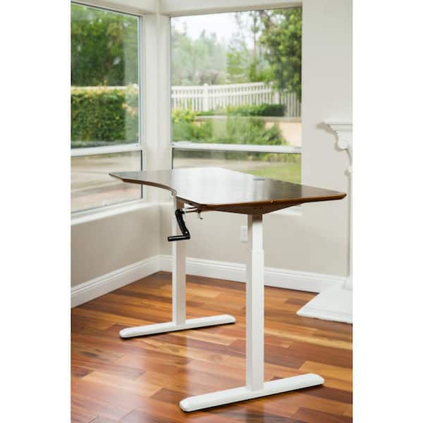 48.56 in. Rectangular White Standing Desk with Adjustable Height Feature