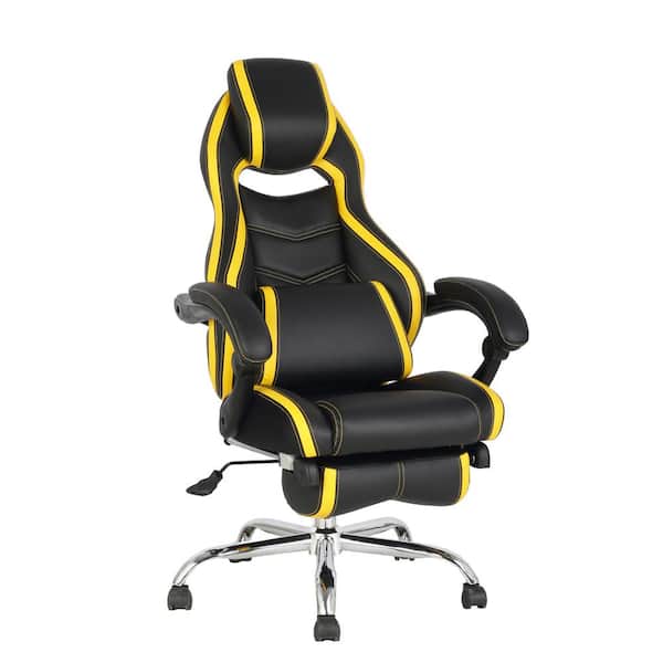 TygerClaw Executive Black and Yellow High Back PU Leather Office Chair