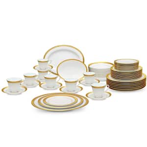 Crestwood Gold 50-Piece Dinnerware Set (Gold) Porcelain (Service for Set for 8)