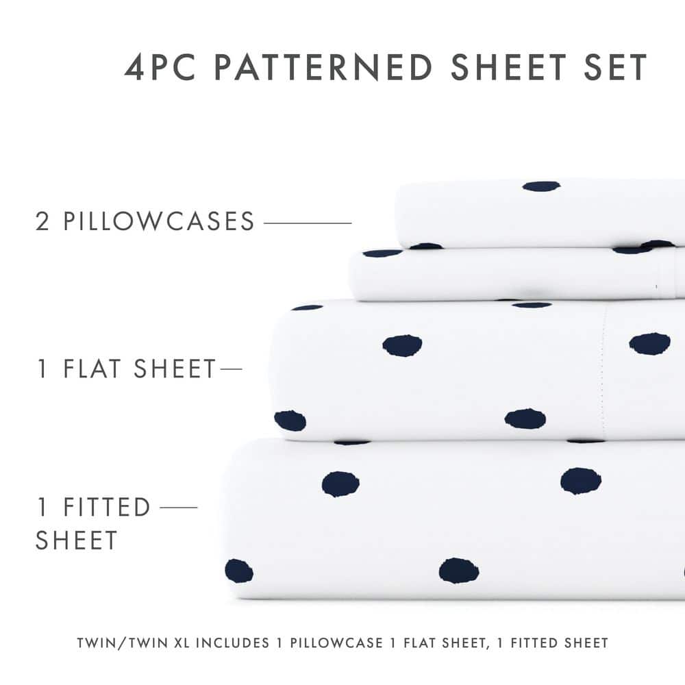 Queen Gray Polka Dot Microfiber Deep Pocket Sheet Set