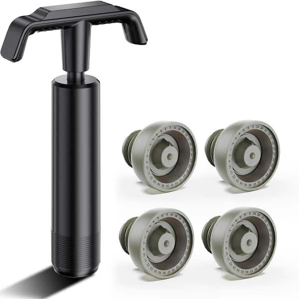 Plastic Wine Vacuum Pump and Stoppers Set with Vacuum Detection, 4-Piece Kitchen Accessory for Wine Preservation