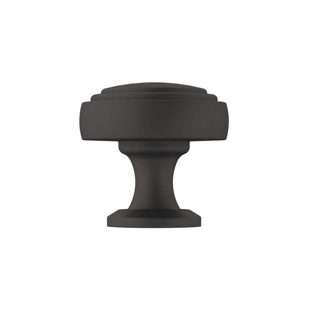 Matte Black Round Traditional Cabinet Knob with Mounting Hardware