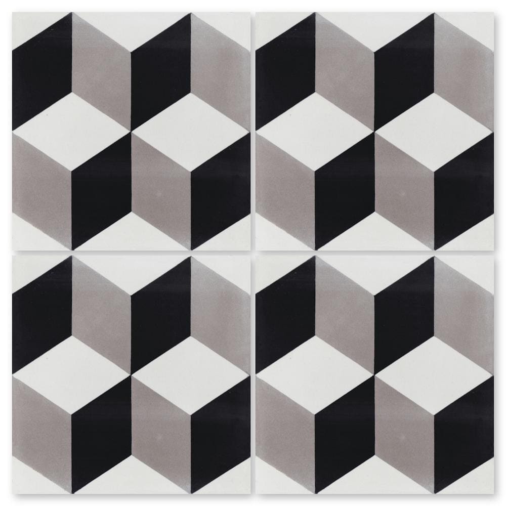 Villa Lagoon Tile (Sample) Cubes A Sencillo Sample 8-in x 8-in Matte Cement Encaustic Thinset Mortar Floor and Wall Tile | LS-CUBE1-S1-SNS