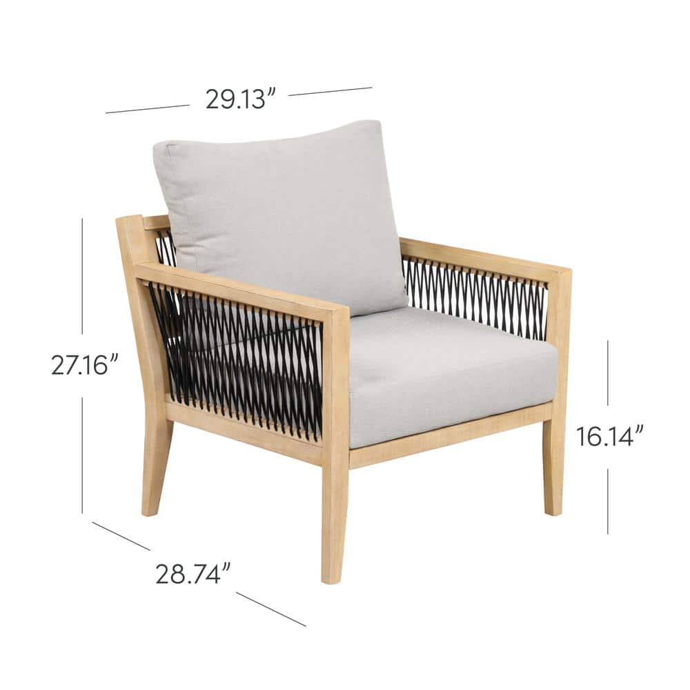 Freya Bohemian Acacia Wood Outdoor Armchairs with Cushions, Set of 2