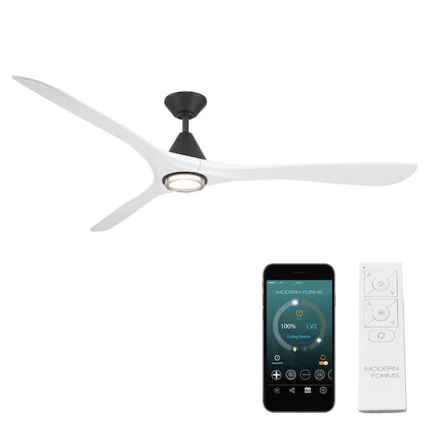 Carve 72 in. Smart Indoor/Outdoor Matte Black/Matte White Standard Ceiling Fan Selectable CCT Integrated LED and Remote