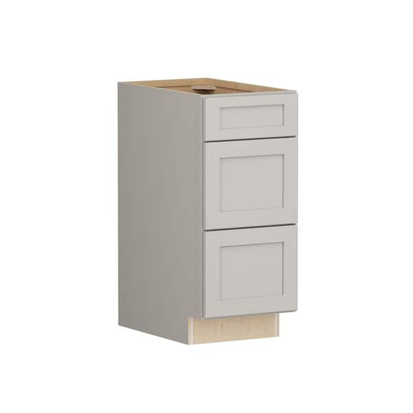 SIMPLY WOODMARK PRO Shaker Full Overlay 15 in. W x 24 in. D x 34.5 in. H Plywood Assembled Drawer Base Kitchen Cabinet in Stone Gray