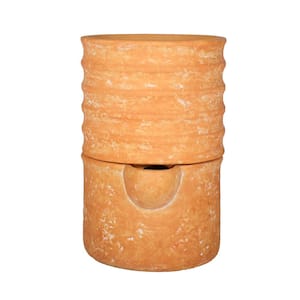 6 in. Dia x 9 in. H Ribbed Cylinder Composite Self Watering Pot in Terracotta